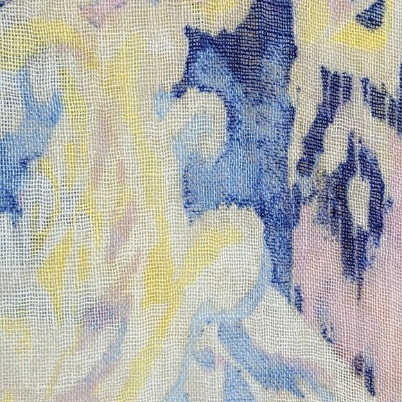 Chico's Women's Lightweight Hand Painted Linen Fringe Poncho - S/M - Picture 5 of 7